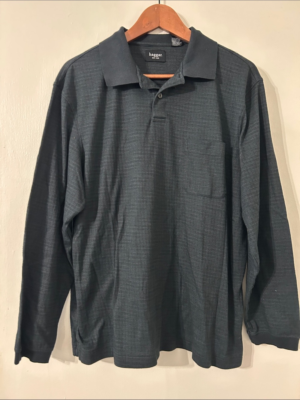 NWOT Haggar Long-Sleeve Polo Shirt in Gray
